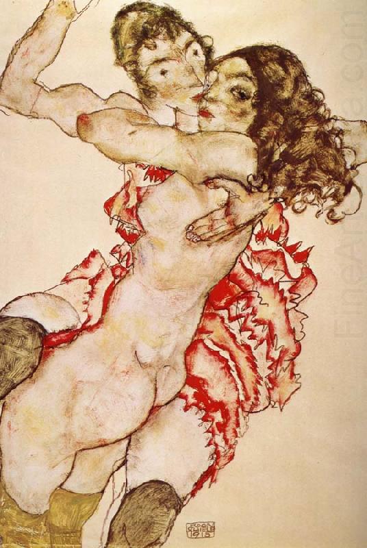 Two Girls Embracing Each other, Egon Schiele